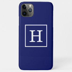 Monogram Navy Blue White Initiaal iPhone 11 Pro Max Hoesje