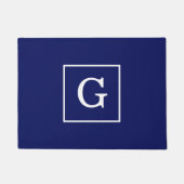 Monogram Navy Blue White Initiaal Deurmat (Voorkant)