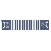 Monogram Navy Blue White Nautical Lake House Korte Tafelloper (Horizontaal)