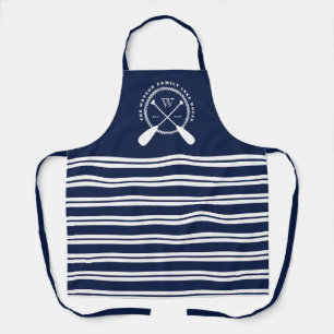 Monogram Navy Blue White Nautical Lake House Schort