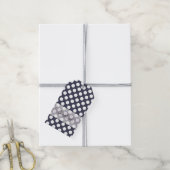Monogram Navy Blue White Trendy Polka Dot Pattern Cadeaulabel (Met Touw)