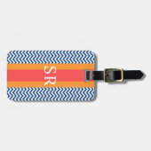 Monogram Navy Chevron Bagagelabel (Voorkant horizontaal)