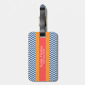 Monogram Navy Chevron Bagagelabel (Achterkant verticaal)