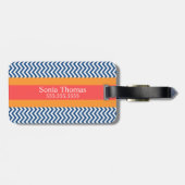 Monogram Navy Chevron Bagagelabel (Achterkant horizontaal)