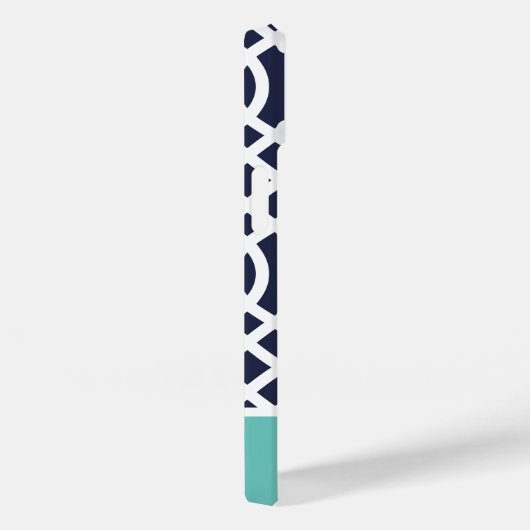 Monogram Navy en Aqua Trellis Case-Mate iPhone Case (Achterkant / Rechts)