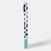 Monogram Navy en Aqua Trellis Case-Mate iPhone Case (Achterkant / Links)