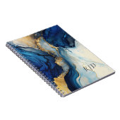 Monogram Navy Gold Alcohol Waterverf Splash Notitieboek (Rechterzijde)