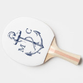 Monogram Navy Nautical Anker Tafeltennisbatje (Zijkant)