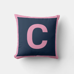 MONOGRAM NAVY PINK DOUBLESIED Cushion Pillow Kussen