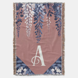 Monogram Navy Roos Wisteria Elegantie Deken