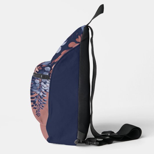 Monogram Navy Roos Wisteria Elegantie Sling Bag (Rechts)