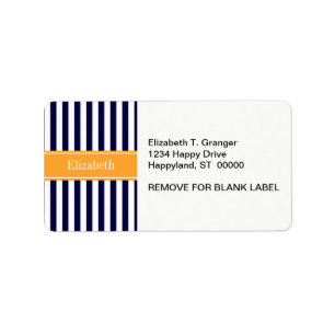 Monogram Navy White Stripe Cantaloupe Etiket