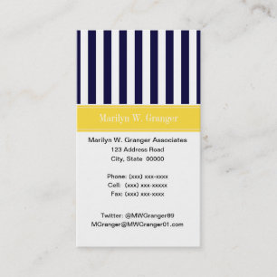 Monogram Navy White Stripe Pineapple Ribbon Visitekaartje