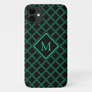Monogram Neo Mint en Black Diamond Pattern iPhone 11 Hoesje