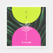 Monogram Neon Arches Tropische Palm Tree Bruiloft Servet (Voorkant)