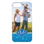 Monogram | Neon Blue Fish Scales Case-Mate iPhone Case (Achterkant)
