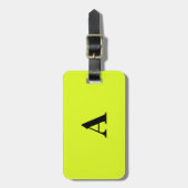 Monogram Neon Geel Naam Initiaal Cool Gift Favorie Bagagelabel (Voorkant verticaal)