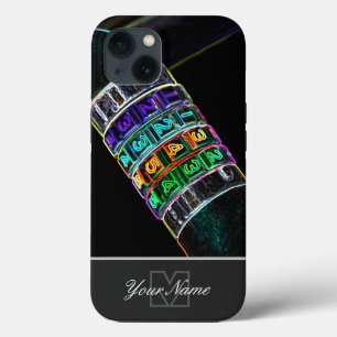 Monogram neon-Pop-Art combinatiestop! iPhone 13 Hoesje