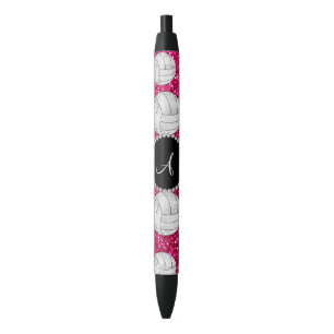 Monogram neonwarme roze volleyballen zwarte inkt pen