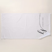Monogram Neutraal Modern Elegant Script Kalligrafi Strandlaken (Voorkant)