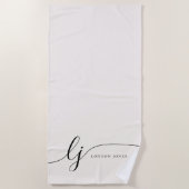 Monogram Neutraal Modern Elegant Script Kalligrafi Strandlaken (Voorkant)