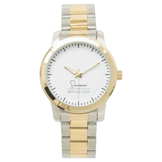 Monogram Neutraal Modern Minimalist Elegant Horloge (Voorkant)