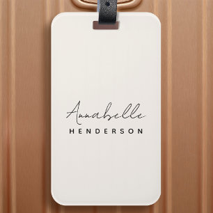 Monogram Neutraal Modern minimalistisch stijlvol Bagagelabel