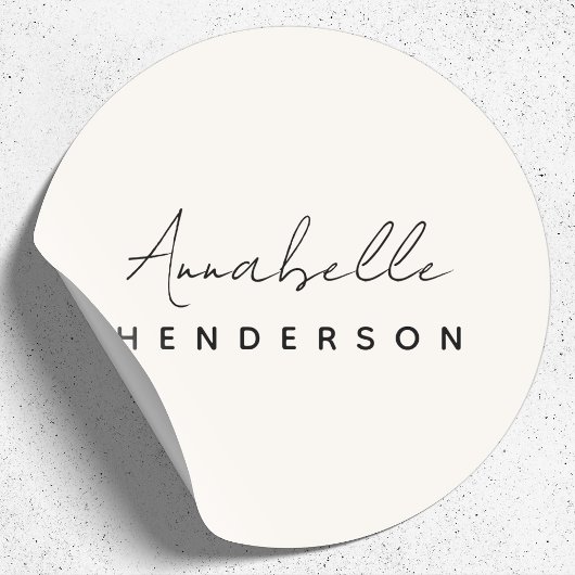 Monogram Neutraal | Modern minimalistisch stijlvol Ronde Sticker