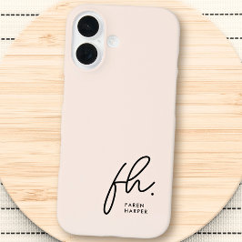 Monogram Neutraal Modern Minimalistisch Stijlvol S iPhone 16 Hoesje