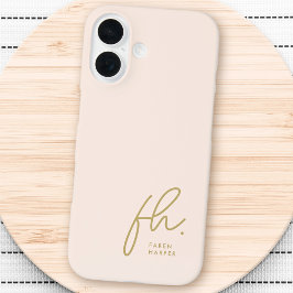 Monogram Neutraal Modern Minimalistisch Stijlvol S iPhone 16 Hoesje