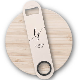 Monogram Neutraal Modern Stijlvol Kalligrafiescrip Speed Flessenopener