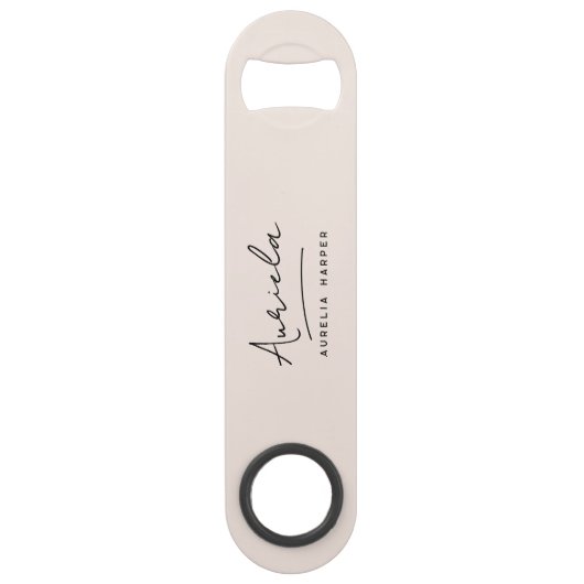 Monogram Neutraal Modern Stijlvol Minimalistisch S Speed Flessenopener (Achterkant)