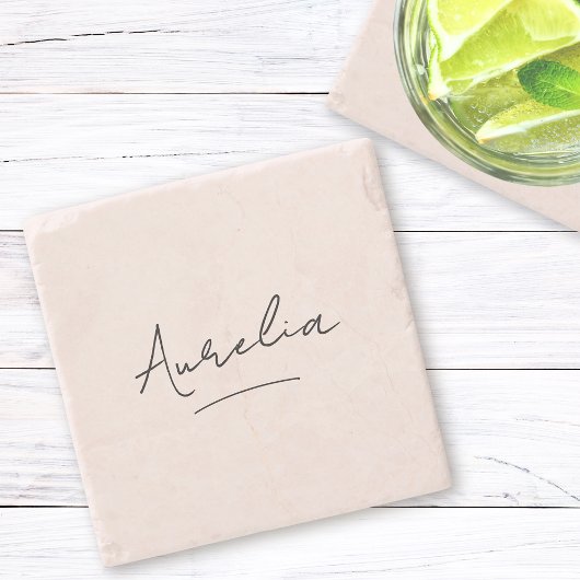 Monogram Neutraal Moderne Minimalistische Chic Han Stenen Onderzetter