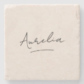 Monogram Neutraal Moderne Minimalistische Chic Han Stenen Onderzetter (Voorkant)