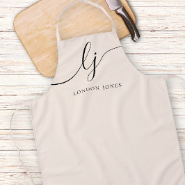 Monogram Neutraal Moderne Minimalistische Stijlvol Schort