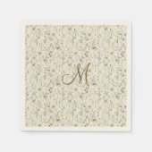 Monogram Neutral Boho Florals Wildflowers Flowers  Servet (Voorkant)