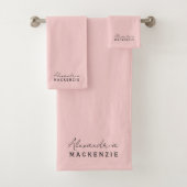 Monogram Neutrale Roze Elegant Voornaam Bad Handdoek (Insitu)