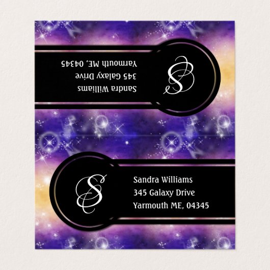 Monogram New age Galaxy Nebula Celestial Stars Visitekaartjes (Buitenkant ongevouwen)