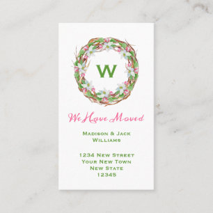 Monogram Nieuw Adres   Verplaatsingsaankondiging Visitekaartje