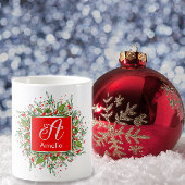 Monogram nieuwe jaar Mok kerstgroene rode koffie