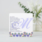 Monogram - Nieuwe Sizes Square Fun Wedding Invitat Kaart (Staand voorkant)