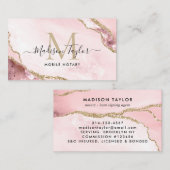 Monogram noteerbare leningsagent roze goudmarmer visitekaartje (Voorkant / Achterkant)