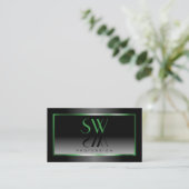 Monogram Novelty Black en White Ombre Green Lijst Visitekaartje (Staand voorkant)
