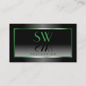 Monogram Novelty Black en White Ombre Green Lijst Visitekaartje (Voorkant)