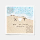 Monogram Numeral Custom Beach Wedding Cocktail Servet (Voorkant)
