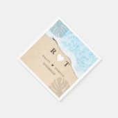 Monogram Numeral Custom Beach Wedding Cocktail Servet (Hoek)