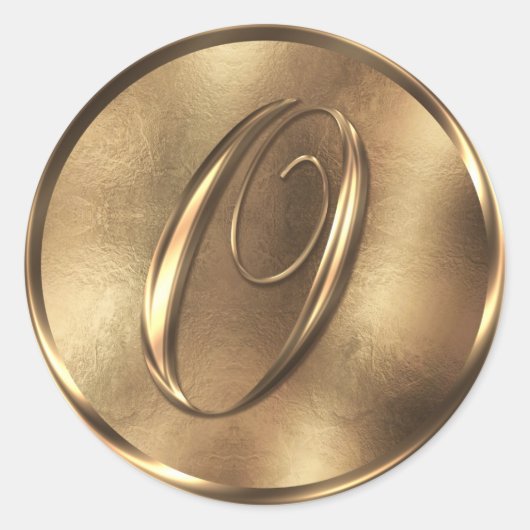 Monogram O Bronze Wedding Invitation Holiday Ronde Sticker (Voorkant)