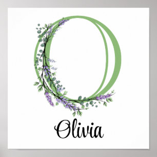 Monogram O Lavendel Eucalyptus kinderkamer  Poster