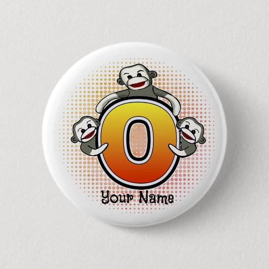 Monogram O Sock Monkey Ronde Button 5,7 Cm (Voorkant)