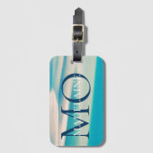 Monogram Ocean Beach Blue Personal Bagagelabel (Voorkant (verticaal))